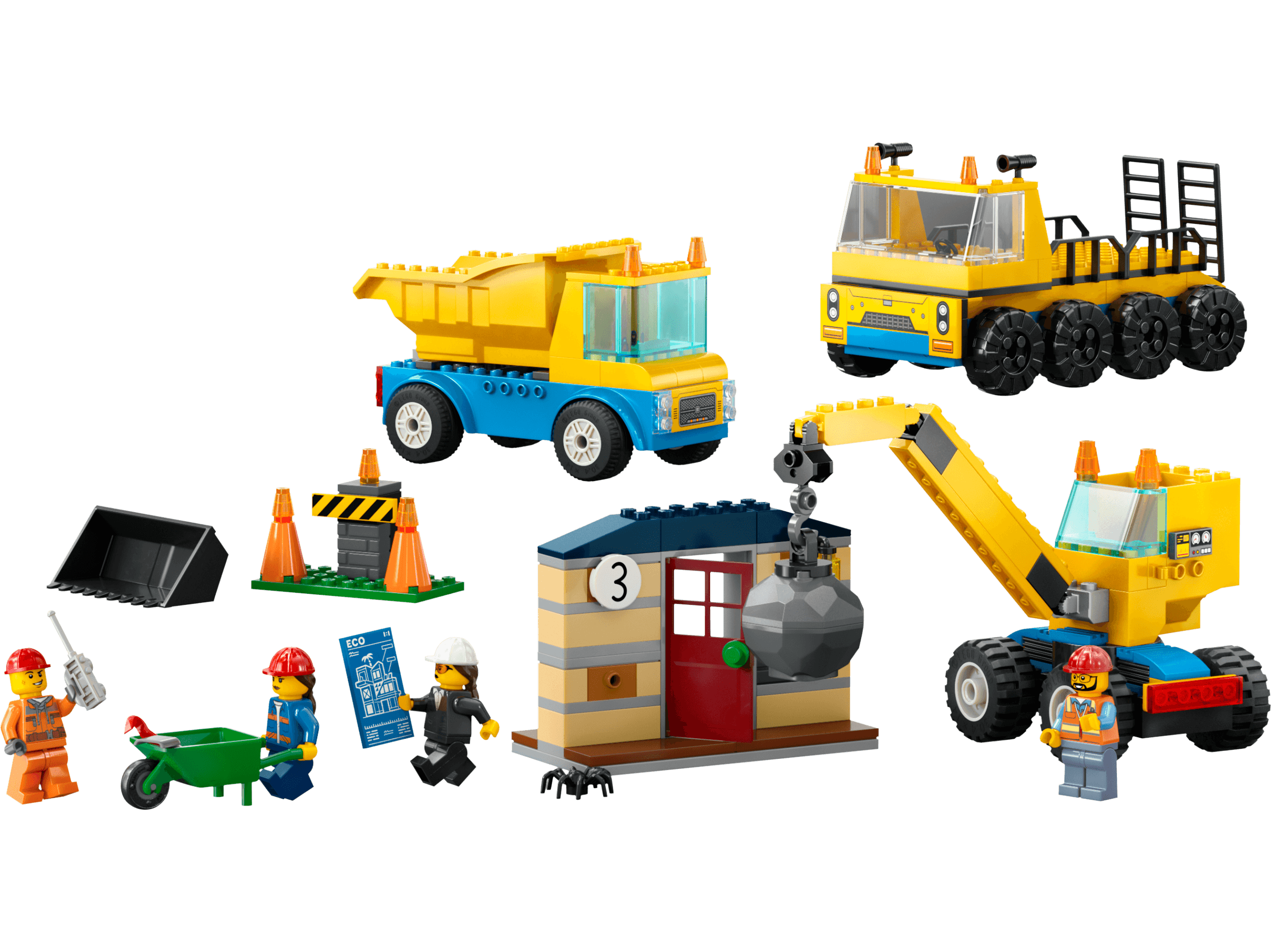 LEGO Kit de caminhões e guindastes de construção