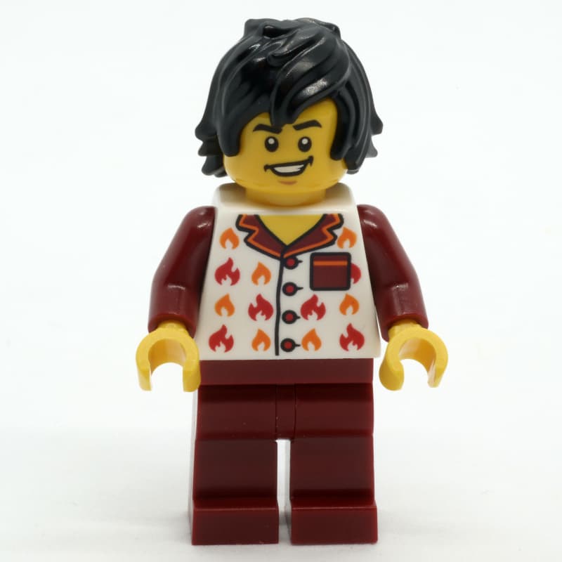 Man, Dark Red and White Pajamas