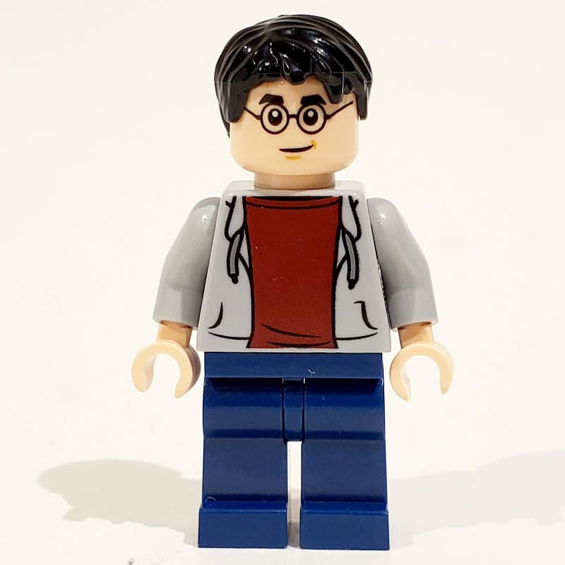 Harry Potter, Open Light Bluish Gray Jacket over Dark Red Shirt, Dark Blue Legs