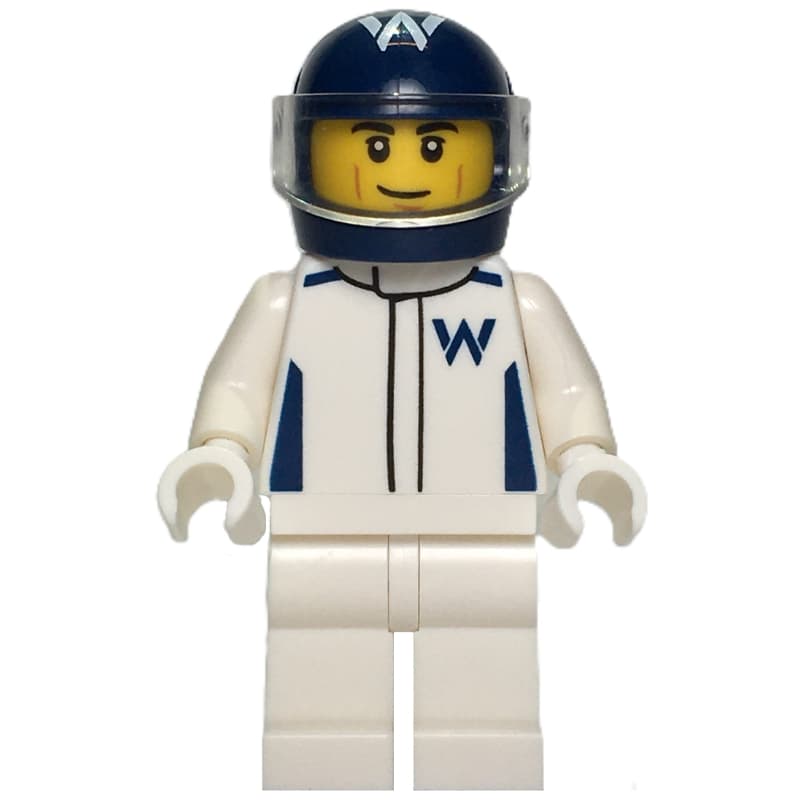 F1 Driver, Williams, White Suit, Dark Blue Helmet