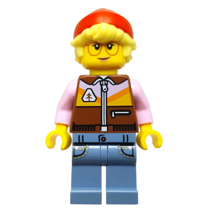 Model Shop Owner, Reddish Brown Torso, Sand Blue Legs, Red beanie