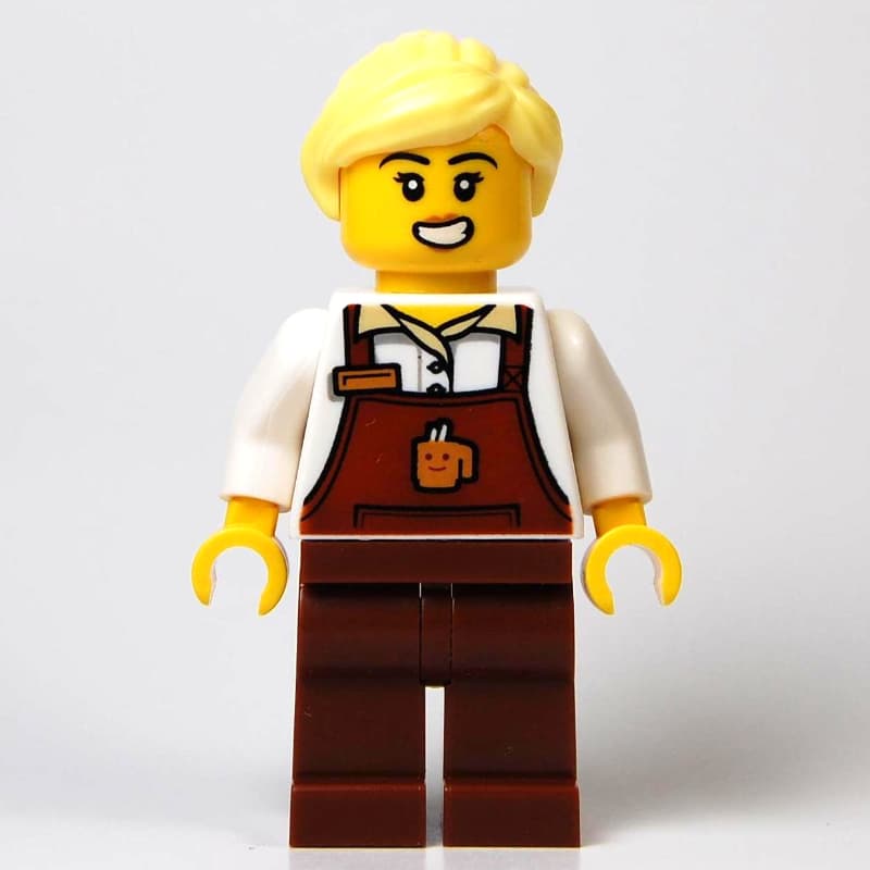 Barista, Reddish Brown Apron, Bright Light Yellow Hair