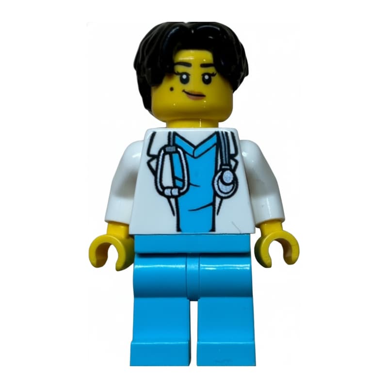 Doctor, White Lab Coat, Medium Azure Legs, Black Hair