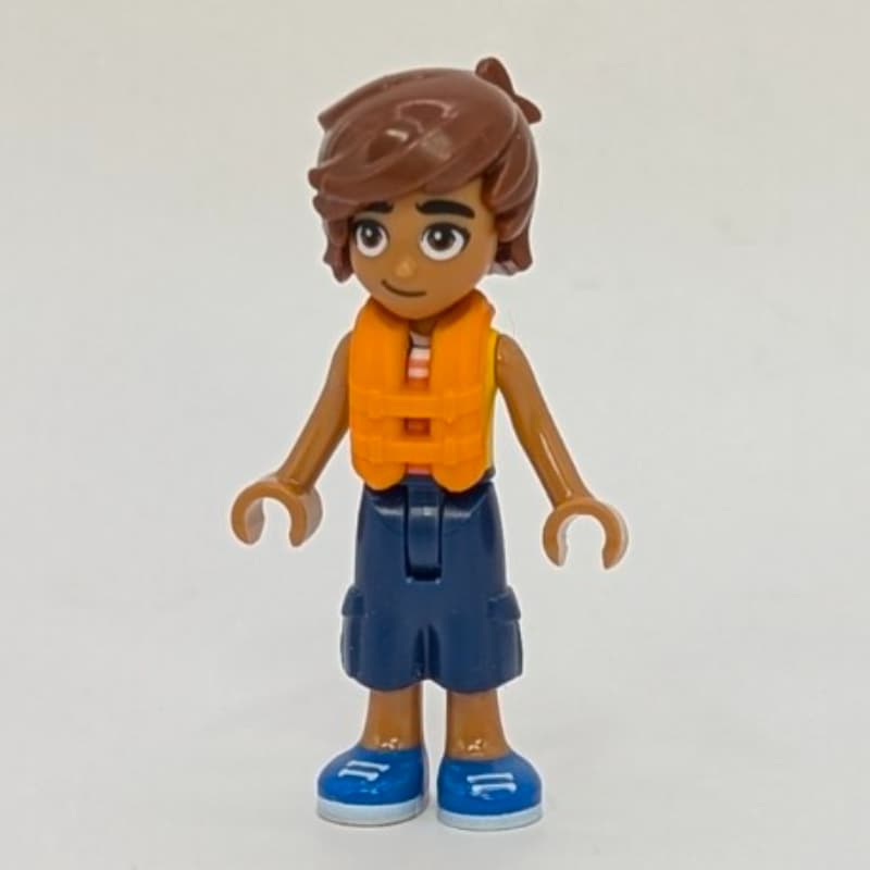 Leo, Bright Light Orange Vest, Dark Blue Pants, Life Vest