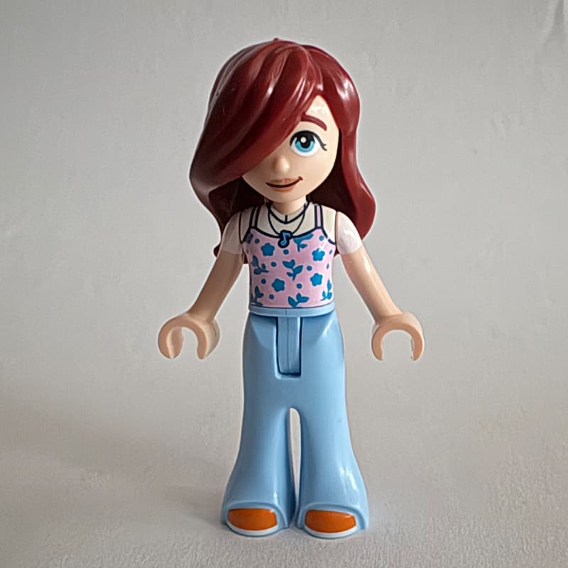 Paisley, Lavender Top, Bright Light Blue Pants