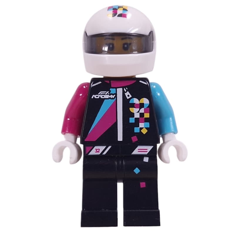 F1 ACADEMY Driver, Black Suit, White Helmet