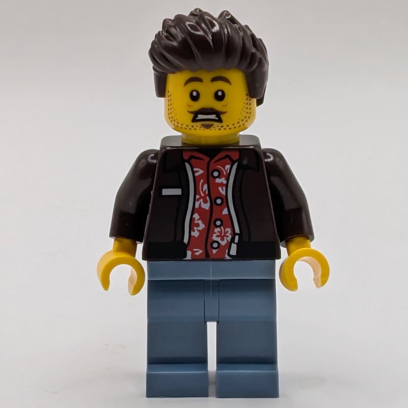 Man, Dark Brown Jacket, Sand Blue Legs, Dark Brown Hair