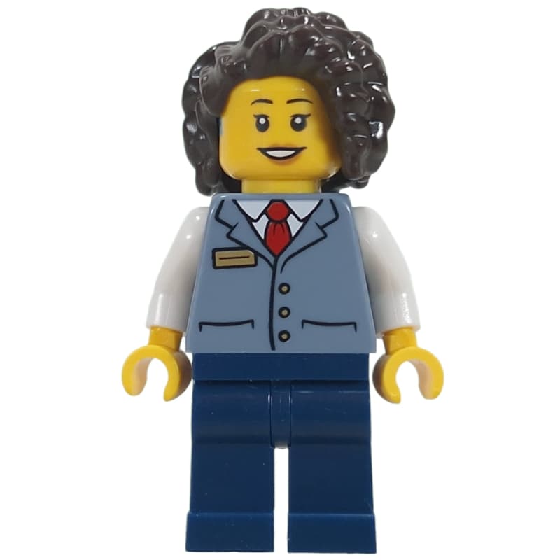 Street Car Conductor, Sand Blue Vest, Dark Blue Legs, Dark Brown Hair