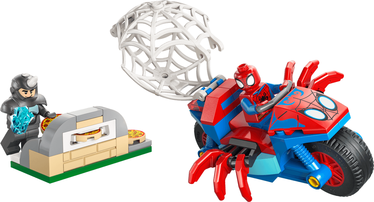 LEGO Spidey on his Motorcycle vs. Rhino, set 11206