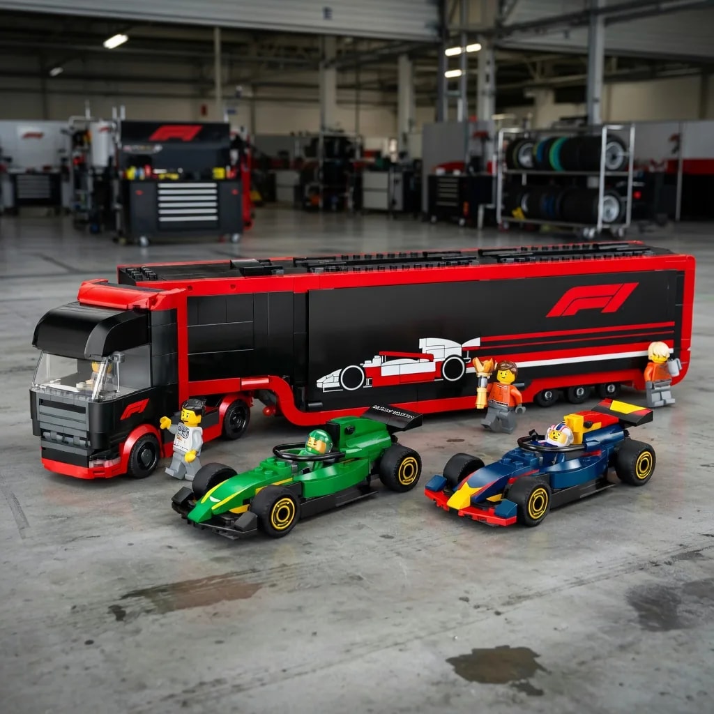LEGO F1 Truck with RB20 & AMR24 F1 Cars, set 60445