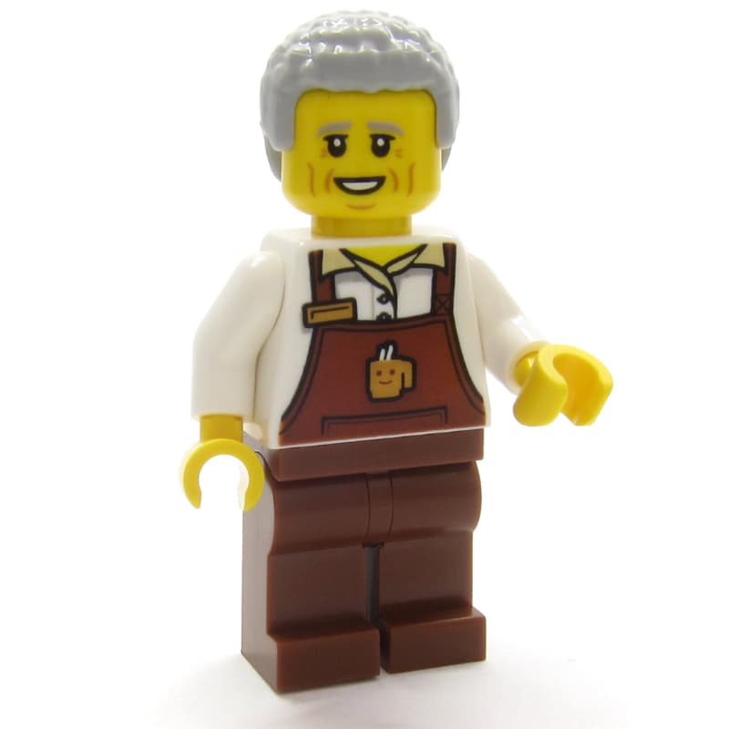 Barista, Reddish Brown Apron, Light Bluish Grey Hair